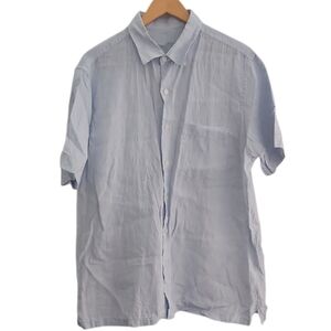 Tasso Elba 100% Linen Shirt Men’s XL Light Blue Short Sleeve Resort Cruise Luxe